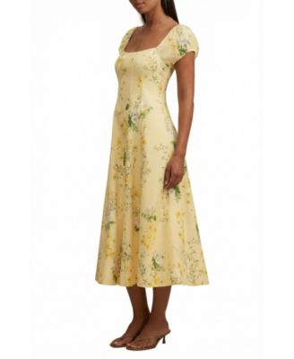 Women's Sadie Cap Sleeve Linen Midi Dress