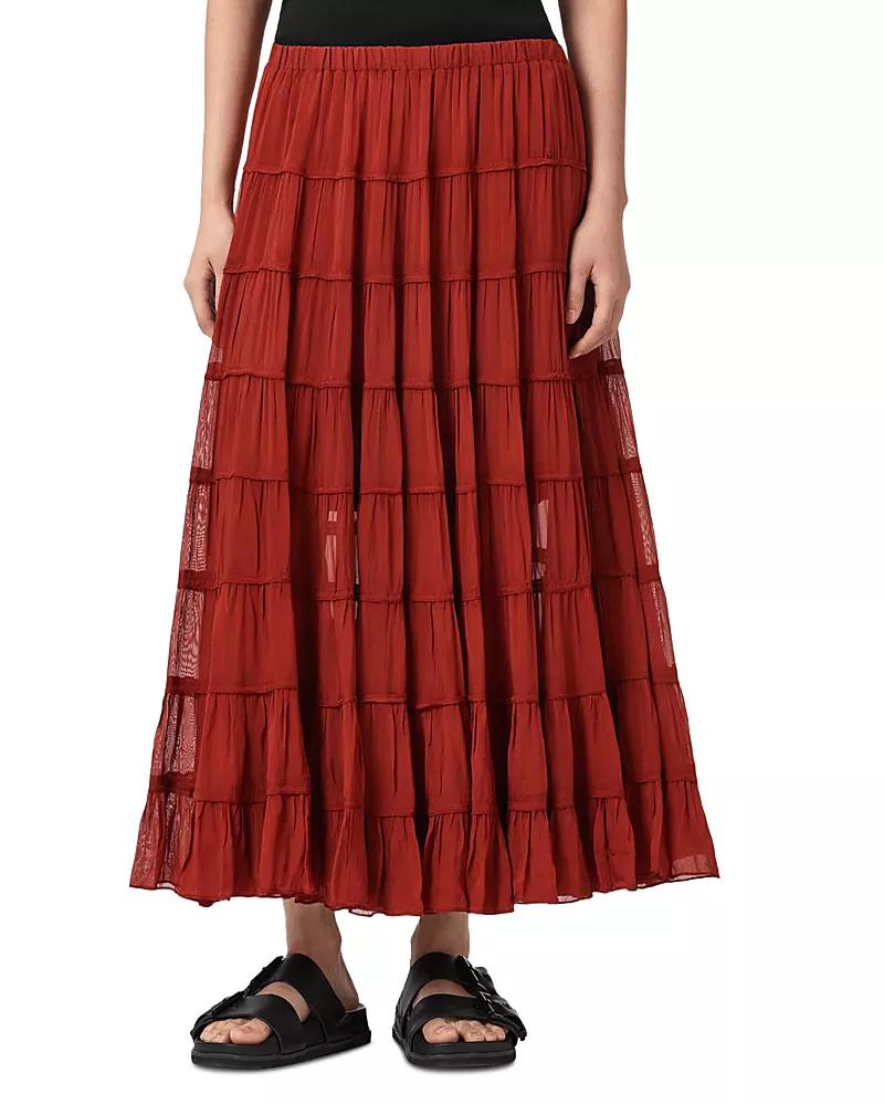 Allsaints Eva Tiered Maxi Skirt