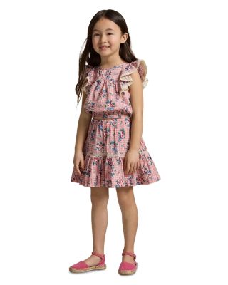 Girls' Floral Slub Cotton Top & Skirt - Little Kid