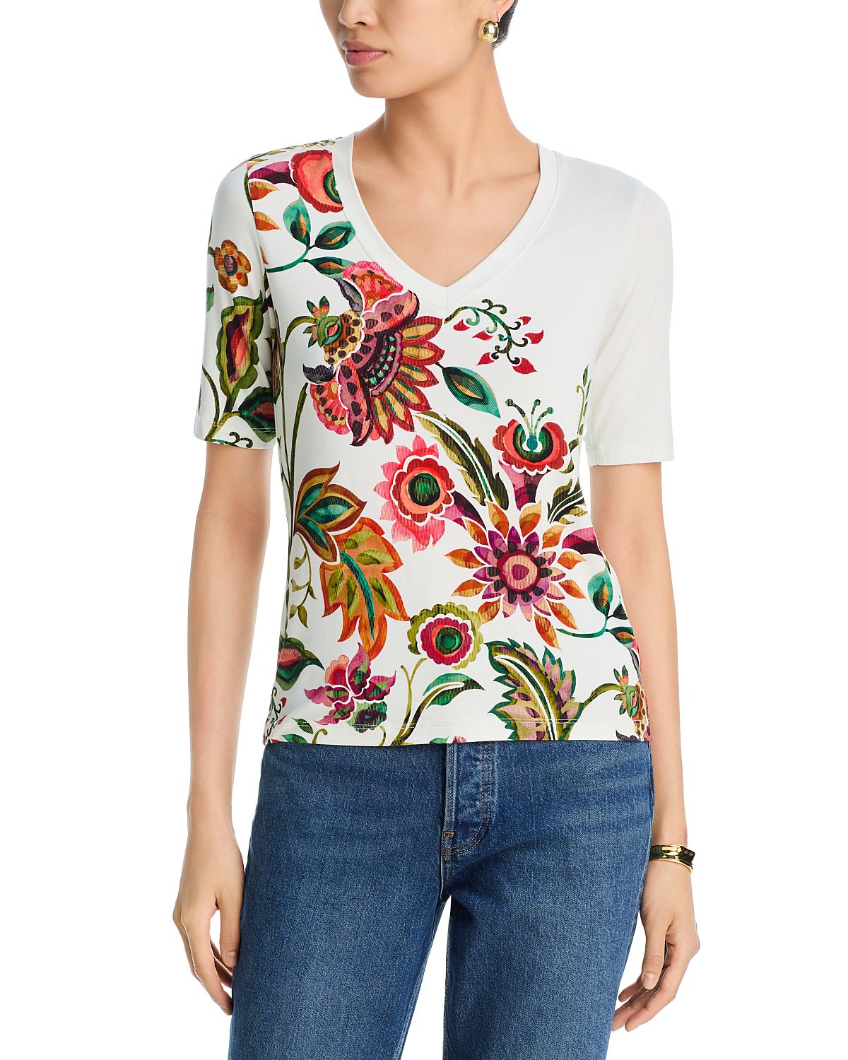Johnny Was The Janie Favorite V Neck Elbow Sleeve Tee