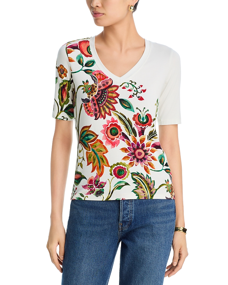 Johnny Was The Janie Favorite V Neck Elbow Sleeve Tee