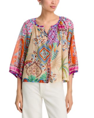 Michaella Printed Peasant Blouse