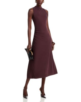 Eylai Gathered Mock Neck Midi Dress - Exclusive