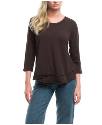  3/4 Sleeve Shrunken Crew Mock Layer Tee