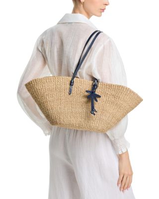 East West Large Straw Beach Tote Bag 