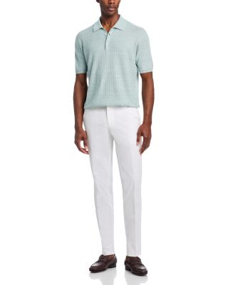 M&eacute;lange Parquet Stitch Knit Polo Shirt