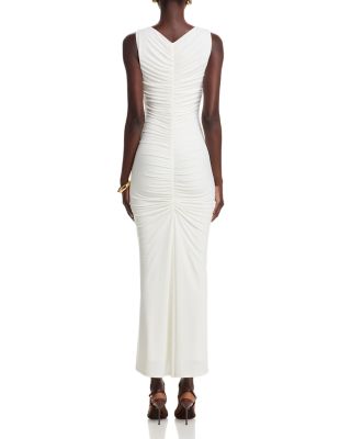 Inez V Neck Ruched Midi Dress