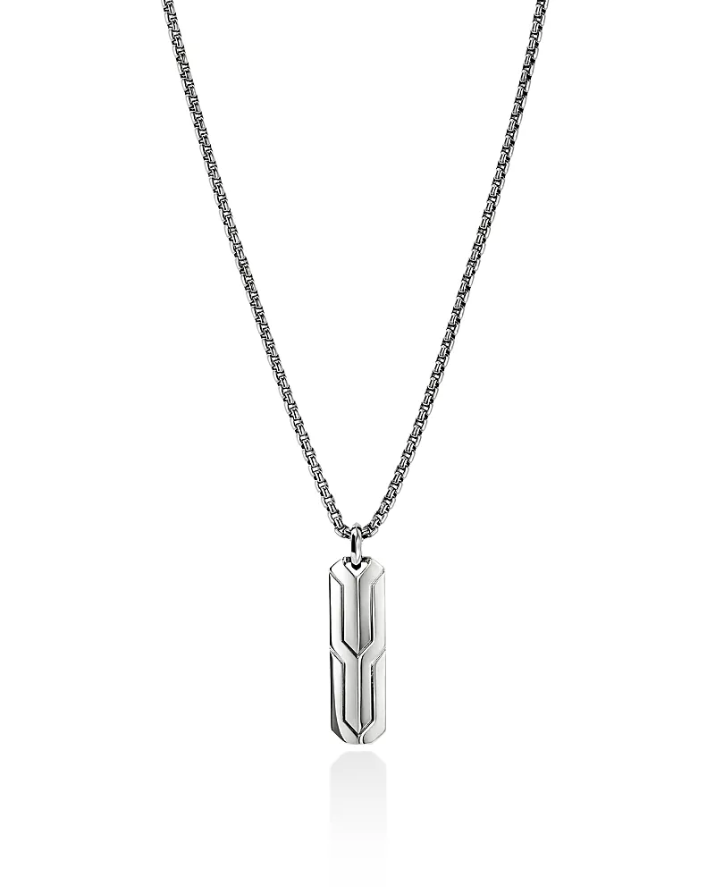John Hardy Men's Sterling Silver Icon Geometric Tag Pendant Necklace, 22
