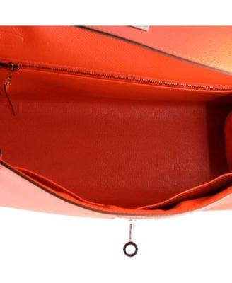 Kelly 28 Handbag Orange Epsom with Palladium Hardware