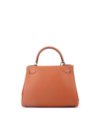 Kelly 28 Handbag Brown Madame with Palladium Hardware