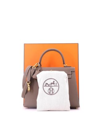 Kelly 25 Handbag Grey Epsom with Gold Hardware