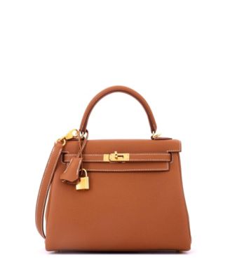Kelly 25 Handbag Brown Togo with Gold Hardware