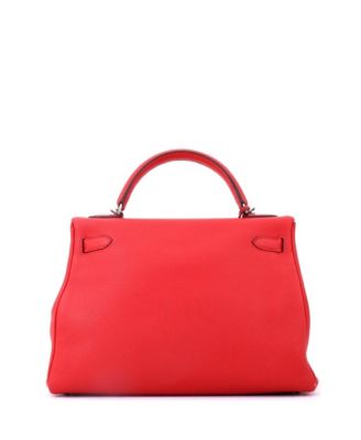Kelly 32 Handbag Red Togo with Palladium Hardware
