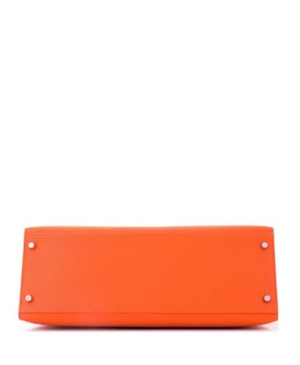 Kelly 35 Handbag Orange Epsom with Palladium Hardware