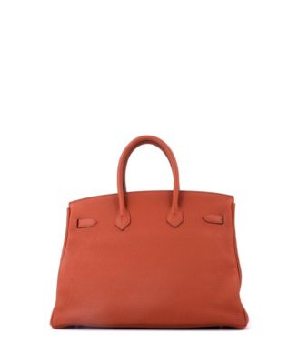 Birkin 35 Handbag Brown Togo with Palladium Hardware