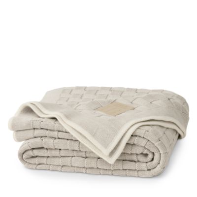 Basketweave Knit Cotton Throw Blanket