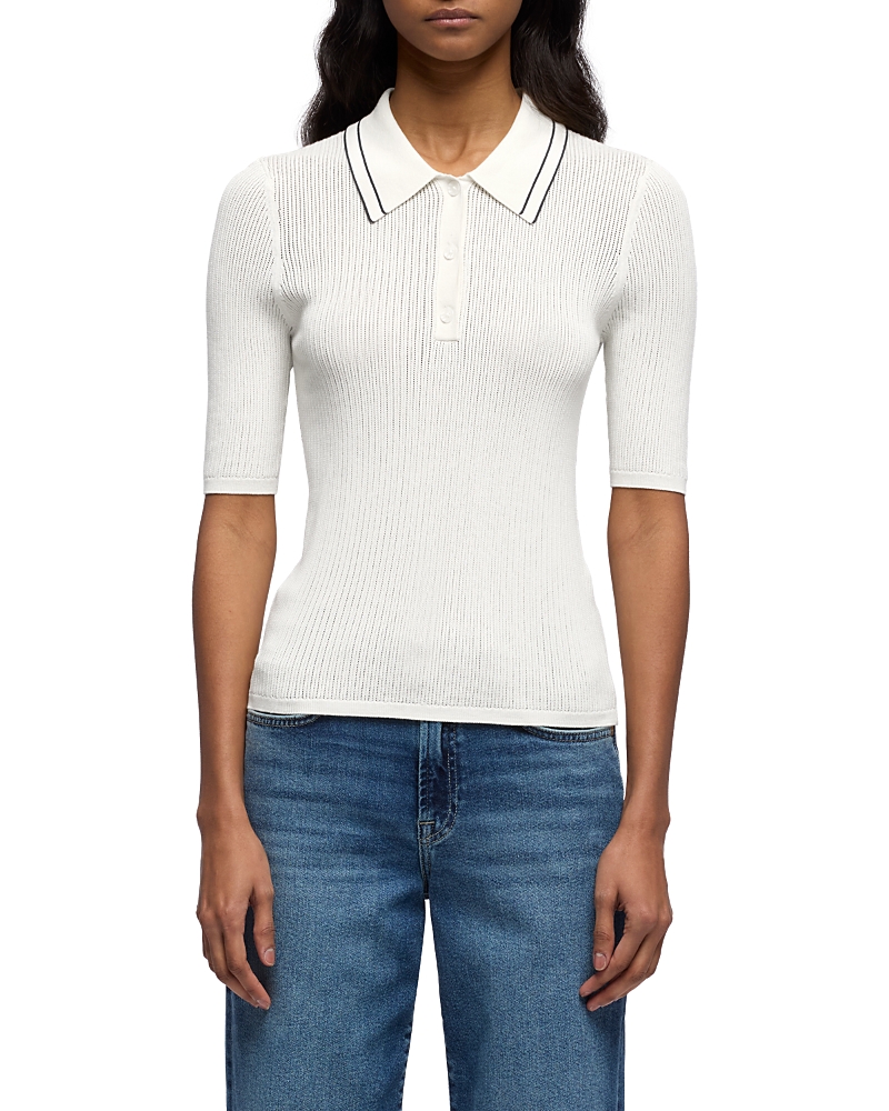 7 For All Mankind Piped Collar Short Sleeve Polo Sweater