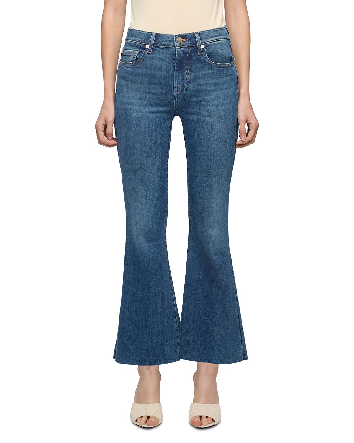 7 For All Mankind Dojo Mid Rise Cropped Flare Jeans