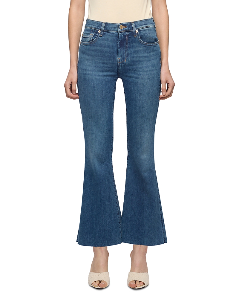 7 For All Mankind Dojo Mid Rise Cropped Flare Jeans in Retro Fade