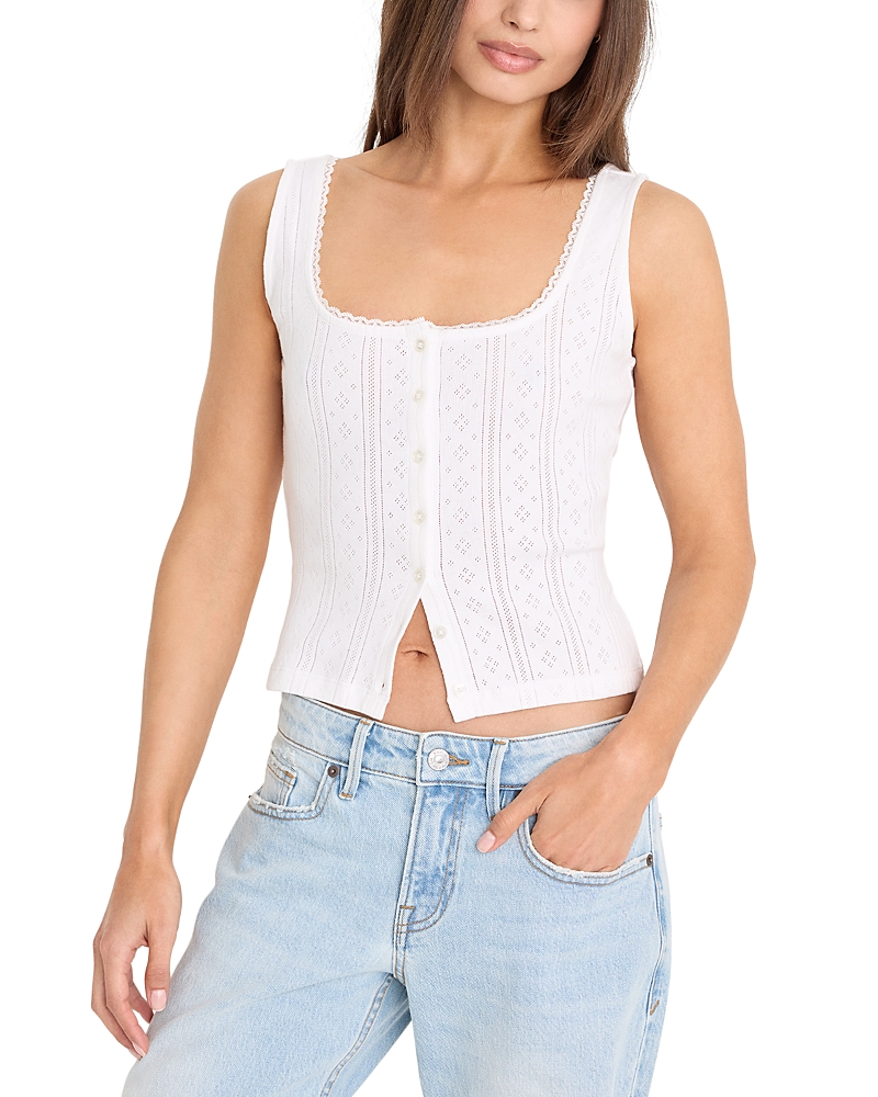 Good American The Pointelle Button Down Tank Top