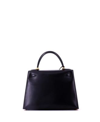 Kelly 28 Handbag Black Box Calf with Gold Hardware