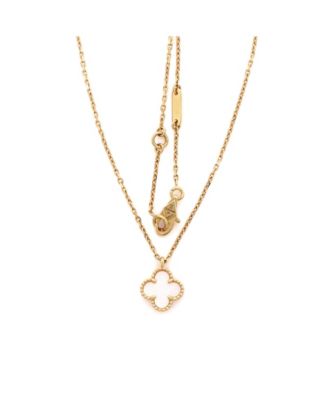  Sweet Alhambra Pendant Necklace 18K Gold and Mother of Pearl, 16"