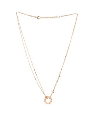  2 Diamonds Love Pendant Necklace 18K Rose Gold and Diamonds, 16"
