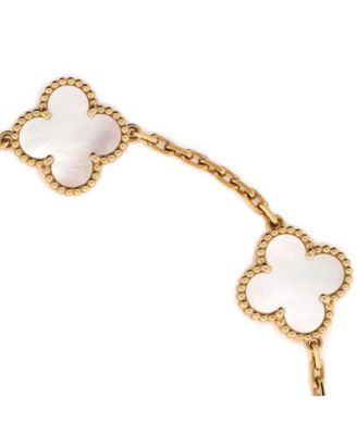  Vintage Alhambra 5 Motifs Bracelet 18K Gold and Mother of Pearl