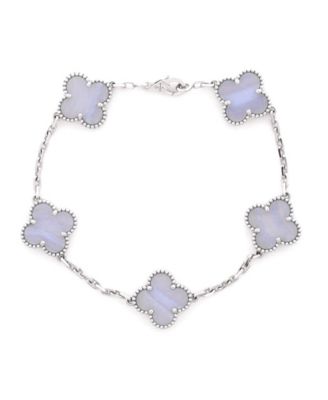  Vintage Alhambra 5 Motifs Bracelet 18K White Gold and Chalcedony