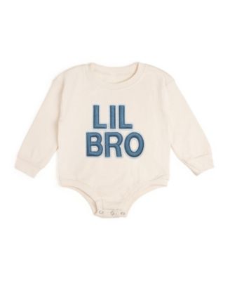Boys' Lil Bro Embroidered Patch Long Sleeve Romper - Baby