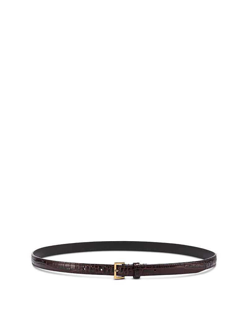 Frame Women's Petite Square Buckle Croc Embossed Leather Belt