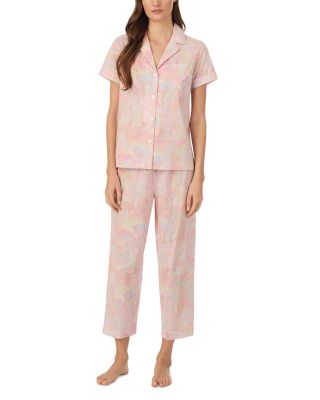 Short Sleeve Classic Lawn Notch Collar Cropped Pajama Set