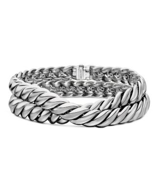 Sculpted Cable Double Wrap Bracelet in Sterling Silver