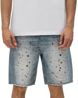 Cyanine Jewel Jean Shorts in Light Indigo