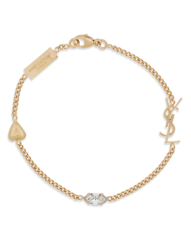 Saint Laurent Cassandre Heart Charm Bracelet