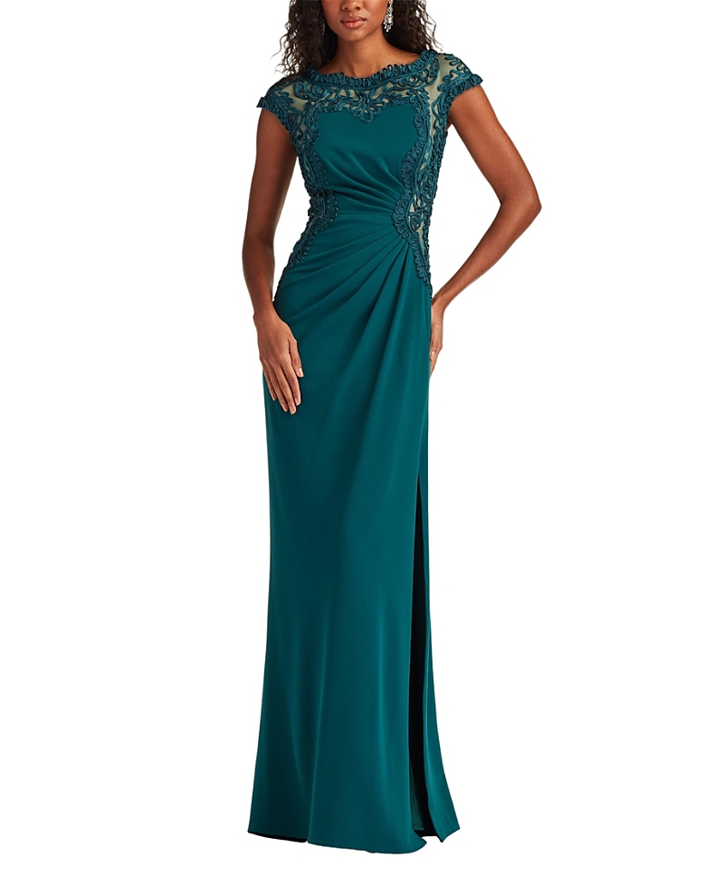Tadashi Shoji Johari Embroidered Illusion Gown