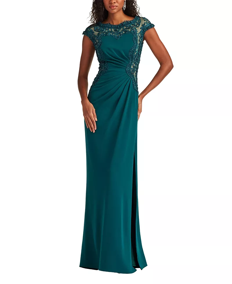 Tadashi Shoji Johari Embroidered Illusion Gown