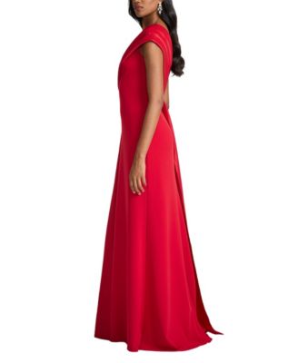  Beis Draped One-Shoulder Gown