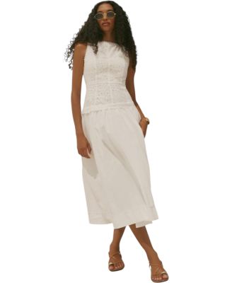  Women's Cotton Broderie Midi Dress