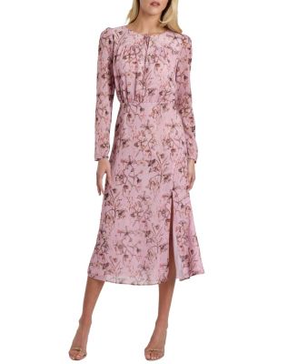  Tessa Long Sleeve Midi Dress in Floral Georgette