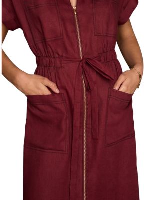  Women's Linen Midi Shirt Dress