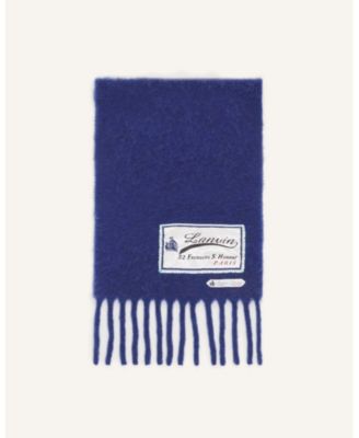 Blue Fringed Wool Scarf with 22 Faubourg Label