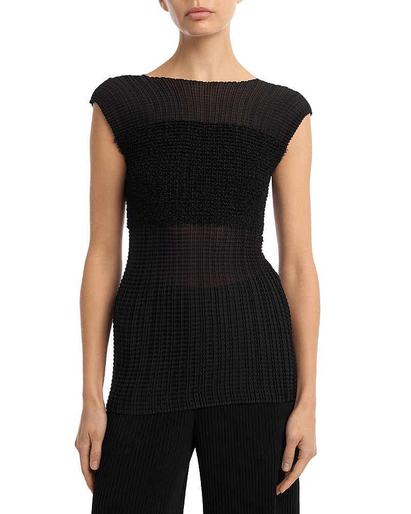 Pleats Please Issey Miyake Sheer Fuzzy Pleats Tank