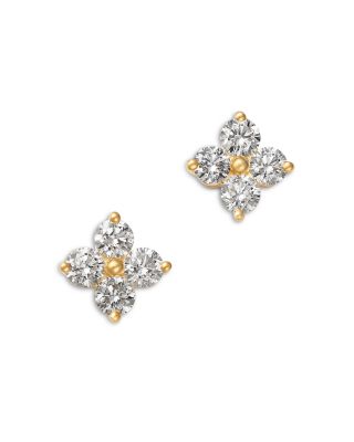 Diamond Clover Stud Earrings in 14K Gold