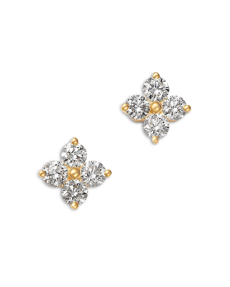 Bloomingdale's Fine Collection Diamond Clover Stud Earrings in 14K Yellow Gold, 2.0 tcw