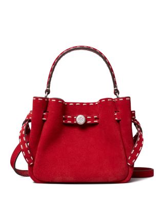 Romy Pick Stitch Suede Bucket Bag