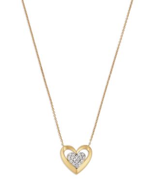 Bloomingdale's Fine Collection Diamond Pave Heart Pendant Necklace in 14K Yellow Gold, 0.15 tcw