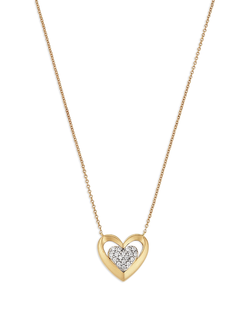 Bloomingdale's Fine Collection Diamond Pave Heart Pendant Necklace in 14K Yellow Gold, 0.15 tcw