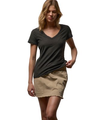 James Perse Sheer Slub Casual V Neck Tee