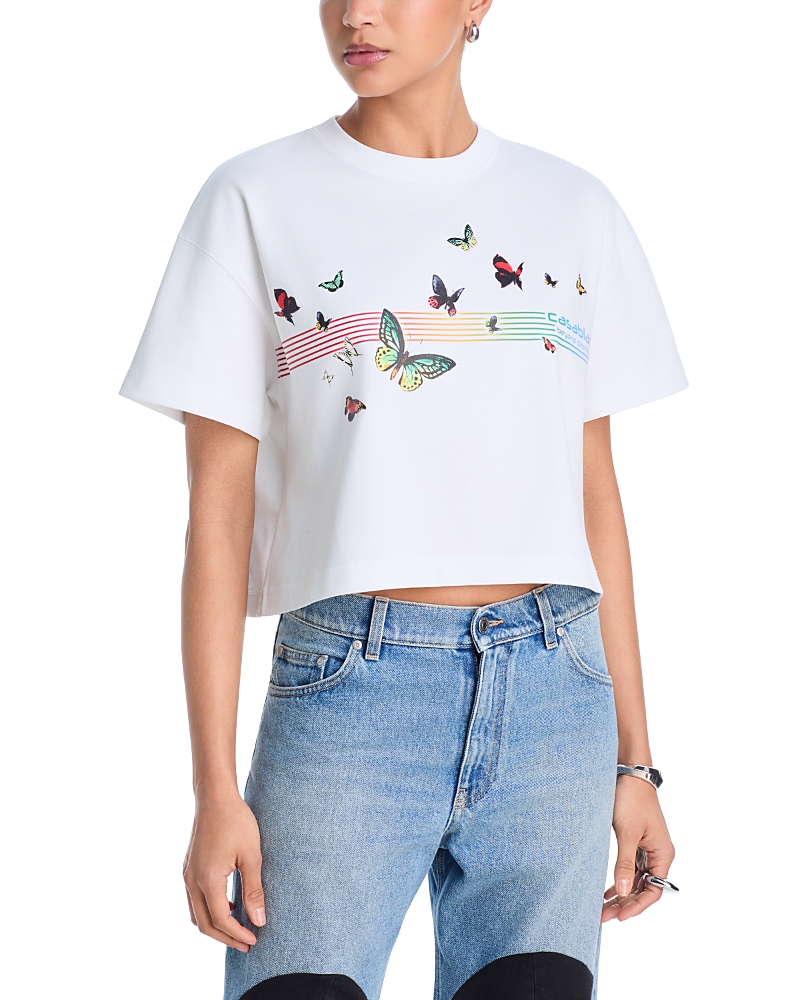 Casablanca Butterfly Cropped Tee
